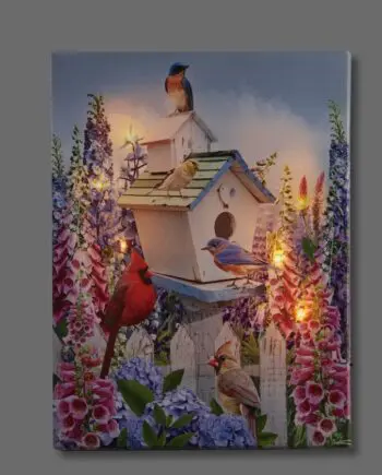 15.7" x 11.8" LED Birdhouse Stretched Canvas Art Print