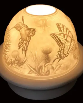 5" Butterfly & Hummingbird Candle Dome Light with Candle Plate