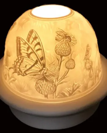 5" Butterfly & Hummingbird Candle Dome Light with Candle Plate