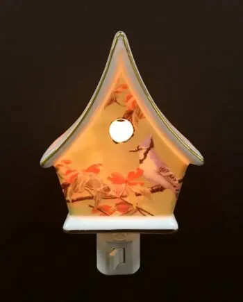 Porcelain Blue Jay On Birdhouse Night Light