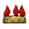 7" Beautiful Vibrant Red Cardinals Welcome Sign Statue for Home or Garden Decor