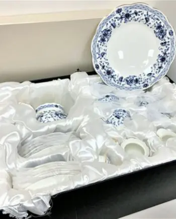 Blue Floral Pattern 24 Piece Porcelain Tea Set