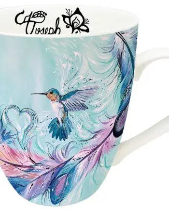 Hummingbird Feathers Art Mug by Indigenous Artist Carla Joseph