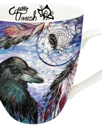 Raven Dream Catcher Art Mug by Indigenous Artist Carla Joseph