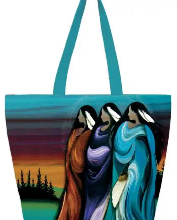 Three Sisters 20" x 15" Art Tote Bag by Indigenous Artist Betty Albert