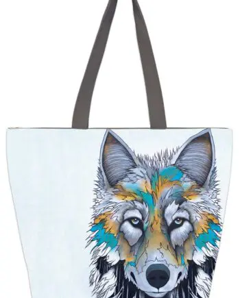 Alpha Wolf 20" x 15" Art Tote Bag by Indigenous Artist Micqaela Jones