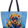 Spring Already Grizzly Bear 20" x 15" Art Tote Bag by Indigenous Artist Micqaela Jones