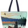 Lone Canoe 20" x 15" Art Tote Bag by Indigenous Artist Mark Preston