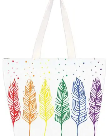 Pride Feathers 20" x 15" Art Tote Bag by Indigenous Artist Patrick Hunter