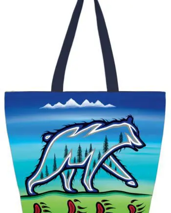 Ojibway Medicine Bear 20" x 15" Art Tote Bag by Indigenous Artist Jeffrey Red George