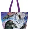 Raven Dream Catcher 20" x 15" Art Tote Bag by Indigenous Artist Carla Joseph