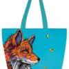 Happy Life Wolf 20" x 15" Art Tote Bag by Indigenous Artist Micqaela Jones