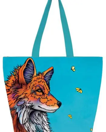 Happy Life Wolf 20" x 15" Art Tote Bag by Indigenous Artist Micqaela Jones