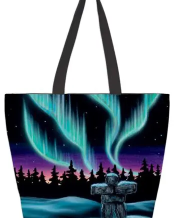 "Sky Dance – Inukshuk" 20" x 15" Tote Bag by Artist Amy Keller-Rempp