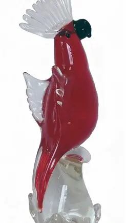 9.75" Red parrot blown glass figurine