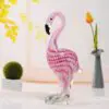 12.5" pink feathered flamingo blown glass figurine