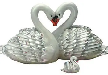 5" Swan Pair Heart Shape Crystal Studded Jewelry Trinket Box