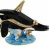 3.5" Orca Killer Whale Crystal Studded Jewelry Trinket Box