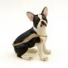 3.2" Boston Terrier Sitting Crystal Studded Jewelry Trinket Box