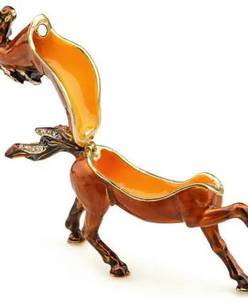 4.8" Galloping Horse Crystal Studded Jewelry Trinket Box