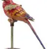 4.8" Reddish Purple Macaw on Stand Crystal Studded Jewelry Trinket Box