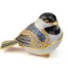 2.4" Chickadee Crystal Studded Jewelry Trinket Box