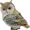 3" Horned Owl Crystal Studded Jewelry Trinket Box