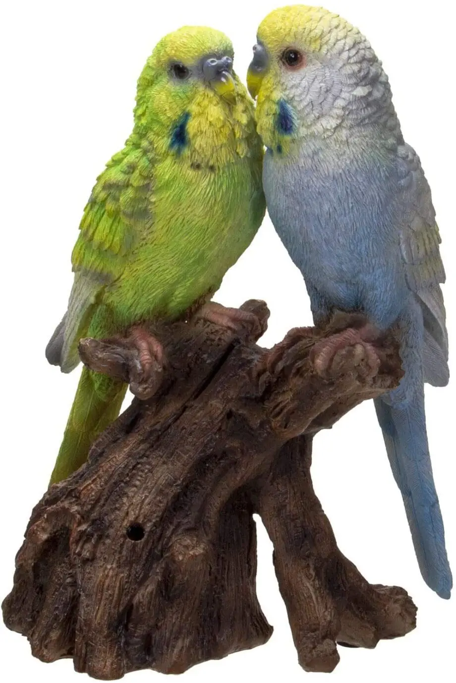 7" Blue & Green Budgerigar Pair Motion Activated Singing Figurine