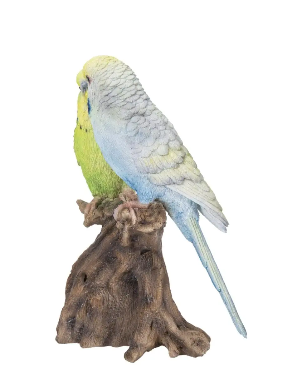 7" Blue & Green Budgerigar Pair Motion Activated Singing Figurine