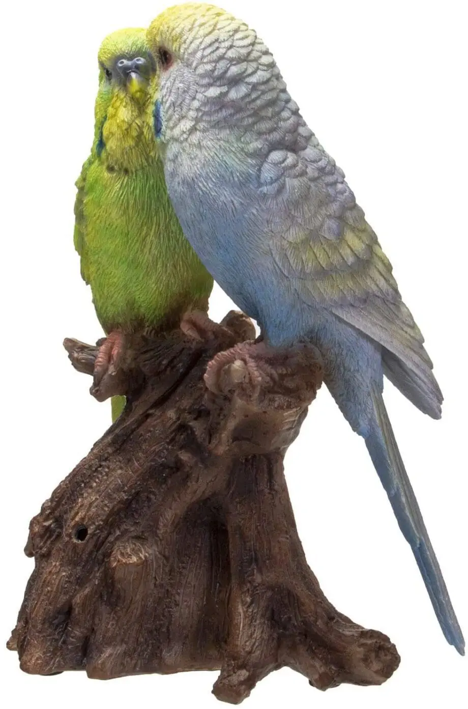 7" Blue & Green Budgerigar Pair Motion Activated Singing Figurine