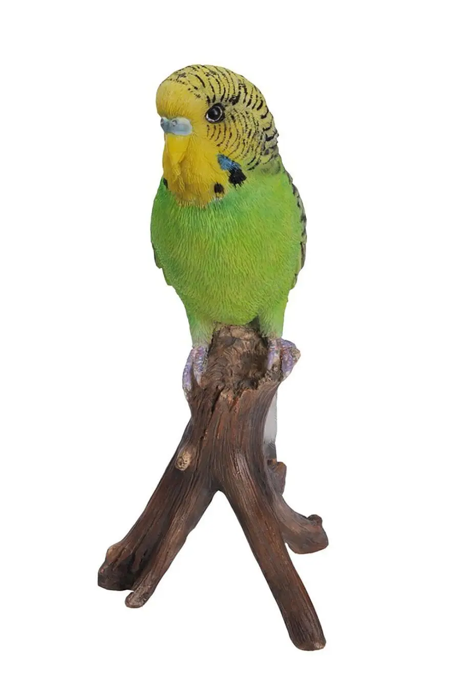 6.5" Green Budgie on a Branch Figurine