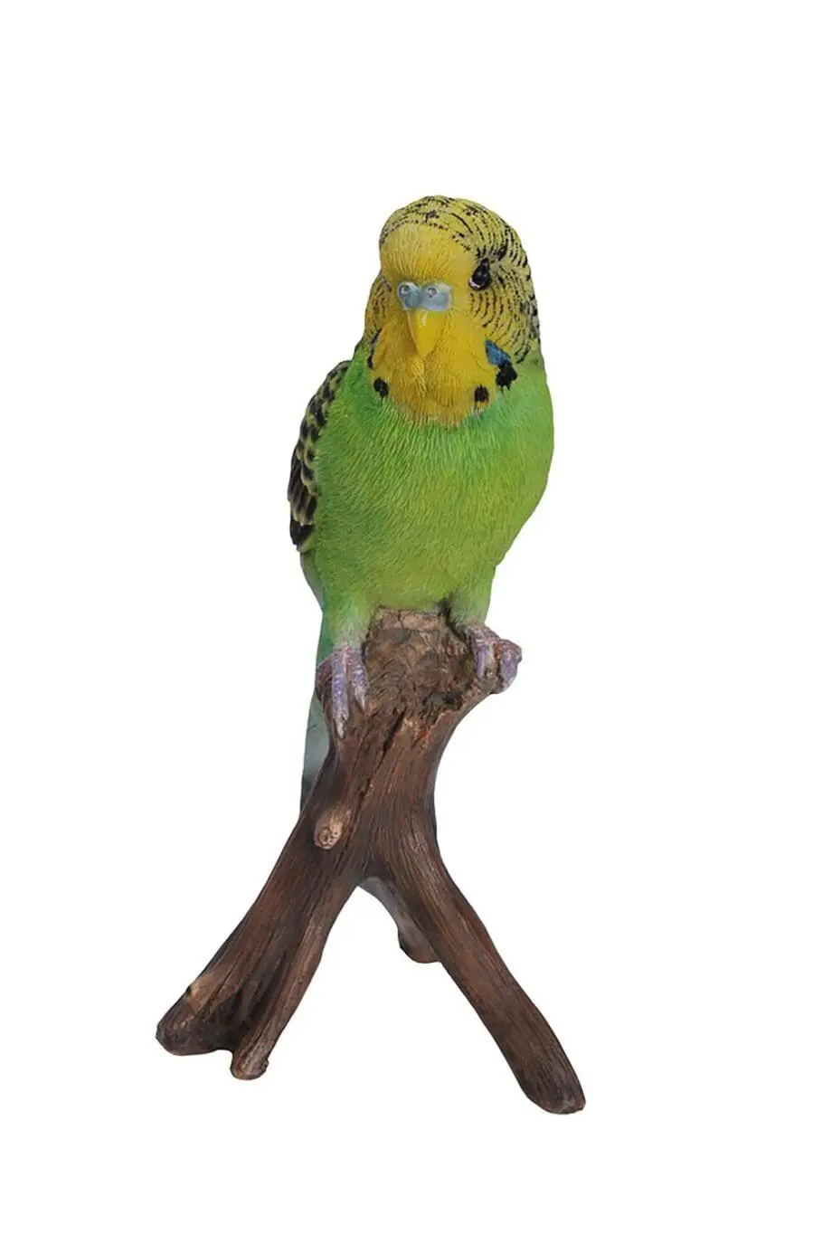 6.5" Green Budgie on a Branch Figurine