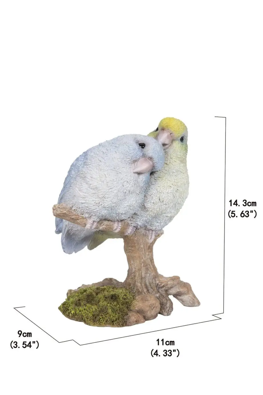 5.6" Pacific Parrotlets Pair on a Branch Figurine