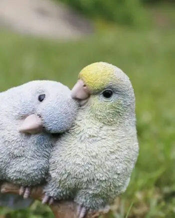 5.6" Pacific Parrotlets Pair on a Branch Figurine