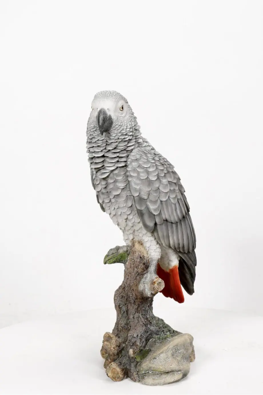 15" African Grey Parrot on a Stump