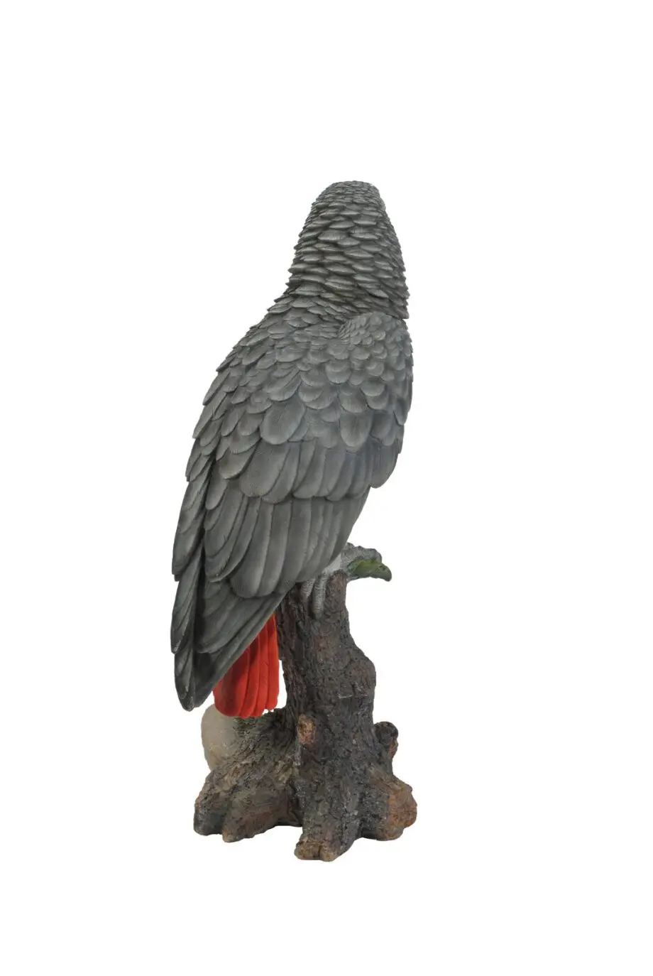 15" African Grey Parrot on a Stump