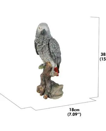 15" African Grey Parrot on a Stump