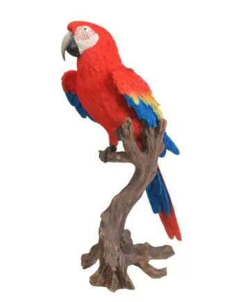 15" Scarlet Macaw Parrot on a Branch Figurine