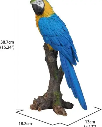 15" Blue & Gold Macaw Parrot on a Branch Figurine