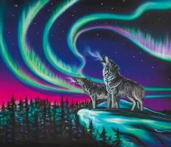 Sky Dance – Wolf Song 19.7" x 15.75" Diamond Art Kit by Artist Amy Keller-Rempp