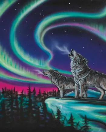 Sky Dance - Wolf Song 10x8" or 18x12" Art Plaques by Artist Amy Keller-Rempp