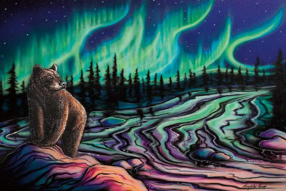 Sky Dance - Northern Light 10x8" or 18x12" Art Plaques by Artist Amy Keller-Rempp