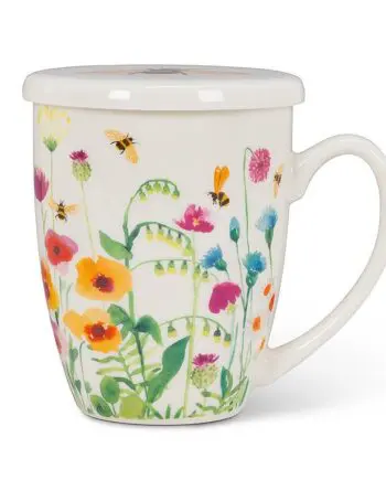 12 oz. Bumble Bee Garden Covered Mug & Strainer