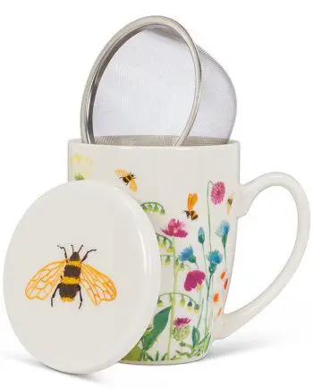 12 oz. Bumble Bee Garden Covered Mug & Strainer