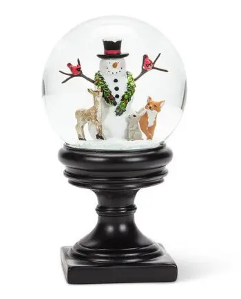 8" Snowman with Animals Pedestal Snow Globe