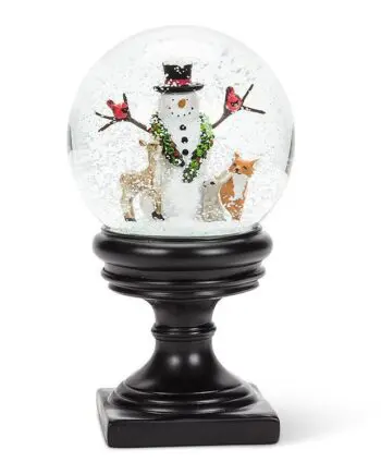 8" Snowman with Animals Pedestal Snow Globe