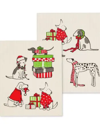 Holiday Dogs Amazing Swedish Dishcloth Set of 2