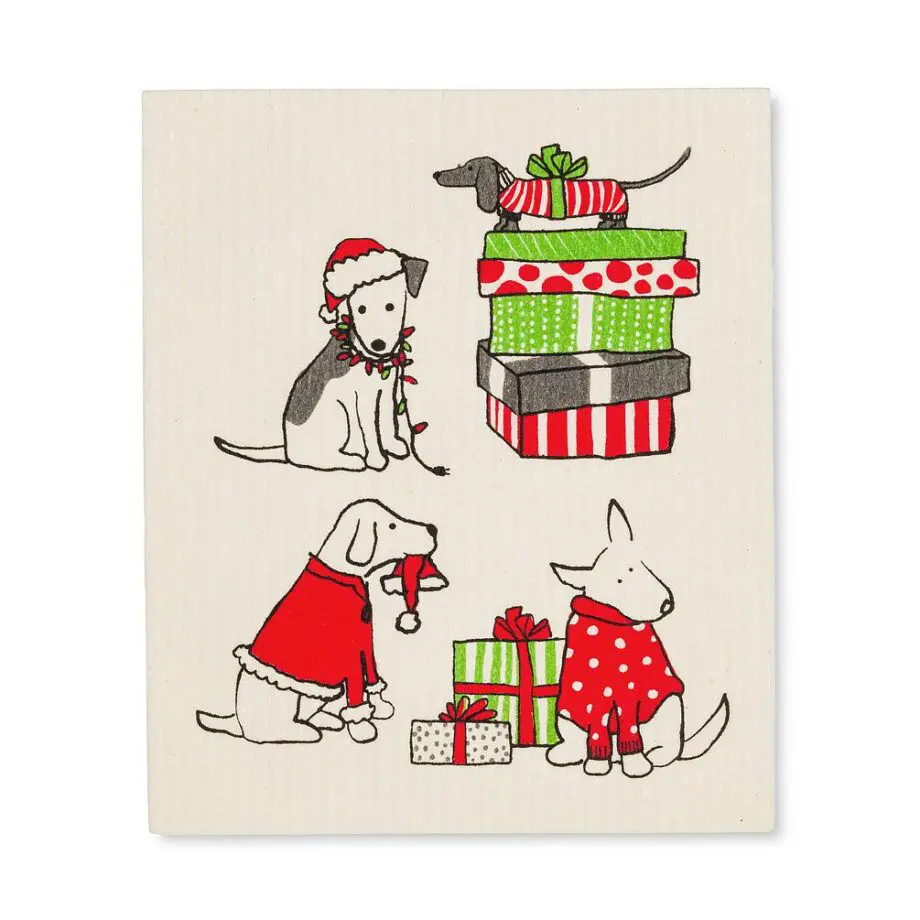 Holiday Dogs Amazing Swedish Dishcloth Set of 2