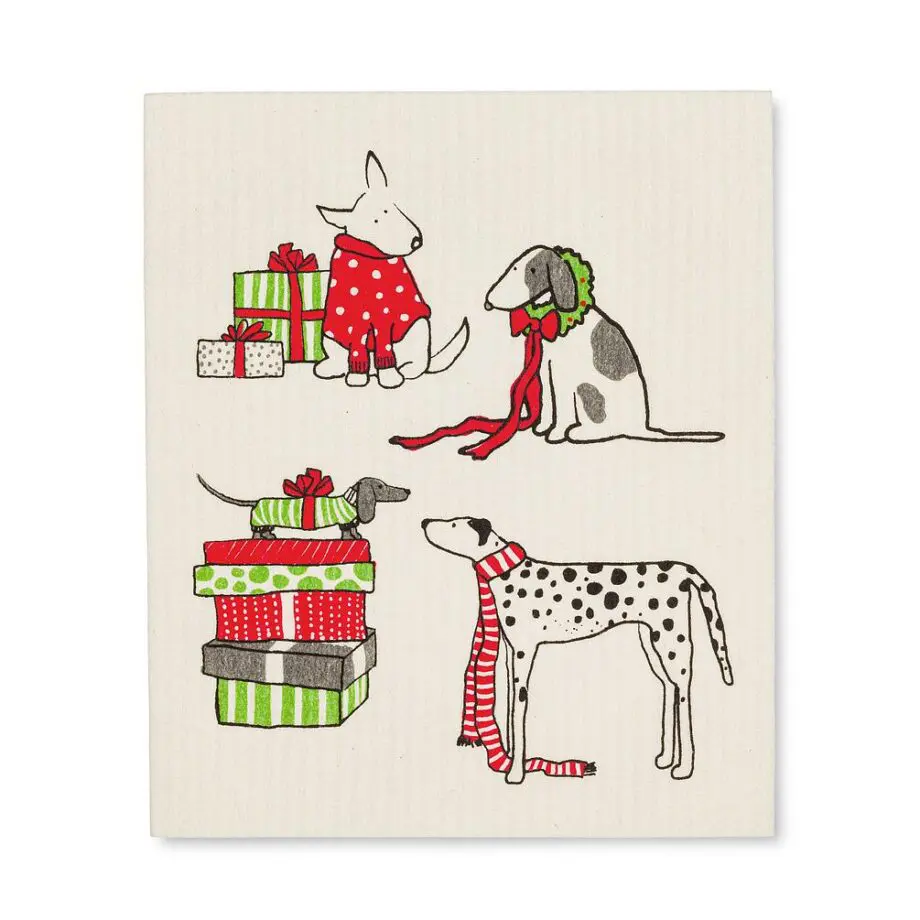 Holiday Dogs Amazing Swedish Dishcloth Set of 2