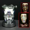 6" Silver Skull 3D Laser Engraved Glass Touch Sensor Light with Scented Wax Glass Holder